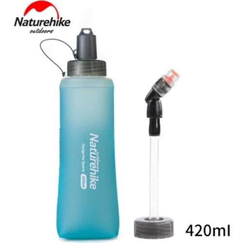 Naturehike 280-420ml Sports Water Bag TPU Soft Bottle With Straw Portable Running Marathon Running Bottle NH17S028-B