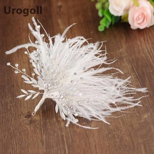 New Trendy Crystal Bridal Wedding Headdress Accessories Rhinestone Teardrop feather Tiara Headband Bridesmaid Hair Jewelry