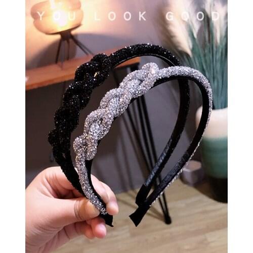 Women Rhinestone Weaving Bezel Headband Fairy New Fashion Head Hoop Headdress Sweet Simple Handmade Hair Accessories