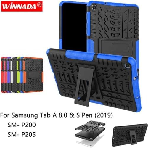 For Samsung Tab A 8.0 with S PEN 2019 p200 case SM- P200 P205 Tablet armor case TPU+PC Shockproof Stand Cover