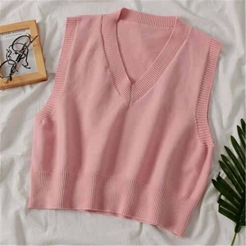 Pullover Loose Casual Knitting Tops Outerwear Vest Fashion Autumn Women Sweater 2021 Korean Womens Elegant Student V-Neck