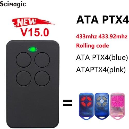 ATAPTX4(plnk) Remote Command to Open the Garage Door ATA PTX4(blue) 433.92 MHz Rolling Code Door Remote Control