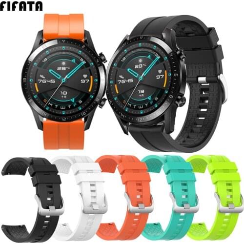 FIFATA Colorful Silicone Sport Strap+TPU Silicone Protective Shell 2 IN 1 For Huawei Watch GT 42 46MM/GT2 42 46MM Smart Watch