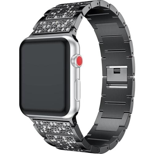 Rhinestone Stainless Steel Bracelet Belt For Apple Watch Band 38mm 40mm 42mm 44mm Watchband Apple iWatch Strap Series 1 2 3 4 5