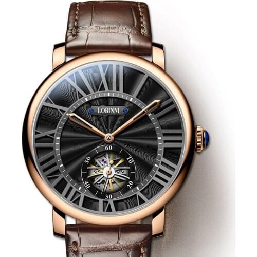 Switzerland New Luxury Brand LOBINNI Watch Men Mechanical Mens Watches Sapphire 50 M Waterproof relogio Skeleton Clock L16016-4