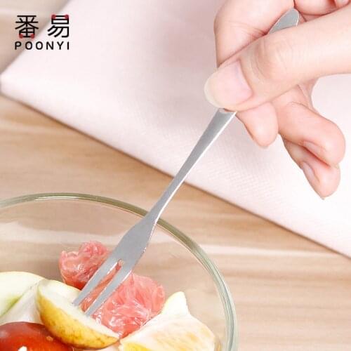 Stainless Steel Two-tine Fork Fruit Fork set Tableware Multiple Use Snack Cake Dessert Forks Cafeteria Home Flatware