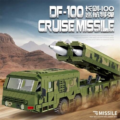 Construction Military Bricks DF-100 Cruise Missile Launching Vehicle Building Blocks MOC Bricks Educational Toys Tank Model Kits