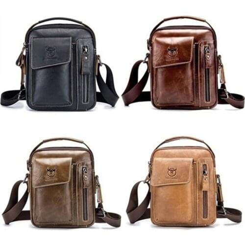 Genuine Leather Males Crossbody Bag Casual Business Leather Mens Messenger Bag Vintage Men Big Bag Zipper Shoulder Handbags