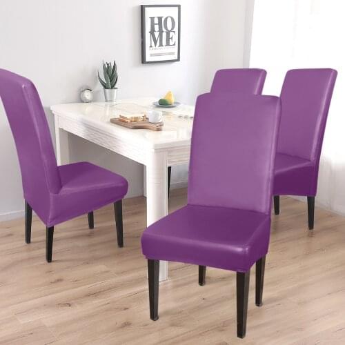 PU Leather Chair Cover Spandex Solid Dining chairs Elastic Stretch Armless Seat Productor Waterproof Cover Chairs for kitchen