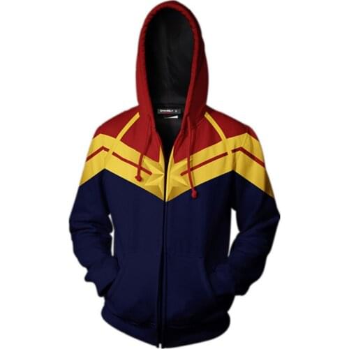 Womens Captain Hoodie Printed Jacket Cosplay Costume Fashion Zipper Hooded Sweatshirt
