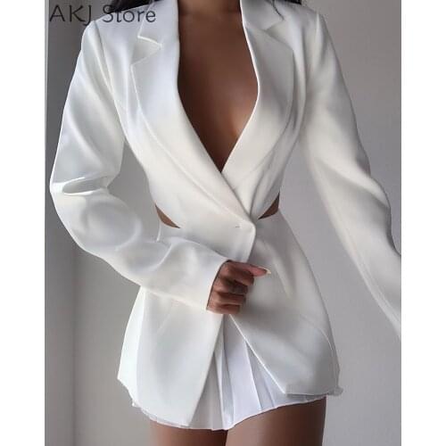 Women Long Sleeve Asymmetrical Blazer Coat
