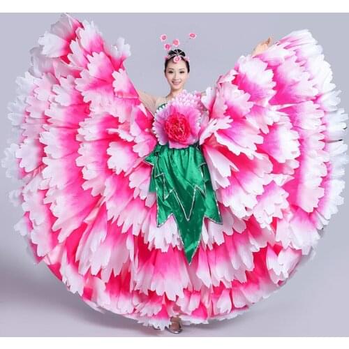 Spanish Flamenco Dress Costume Dance Dresses Skirts Petal Dress Skirt Woman Spanish Bullfight Dance Chorus Long Robe DL6131