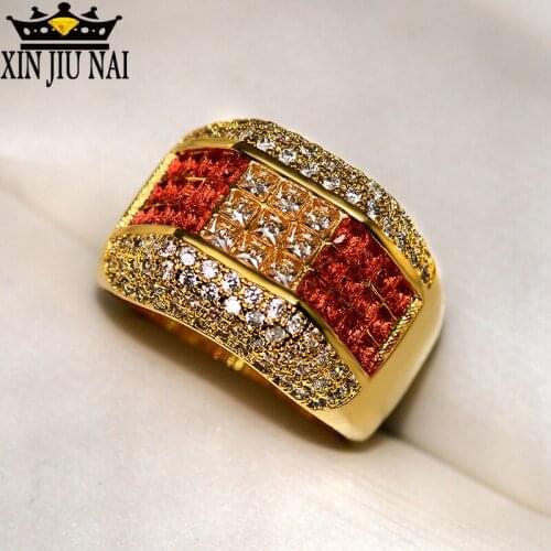 2019 hot new red / white ring luxury zircon ring European and American fashion ladies ring suitable for hip hop style