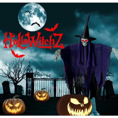 105cm Halloween Ghost Hanging Grim Reaper Black Horror Robe Hanging Skull Haunted House Halloween Party Decoration