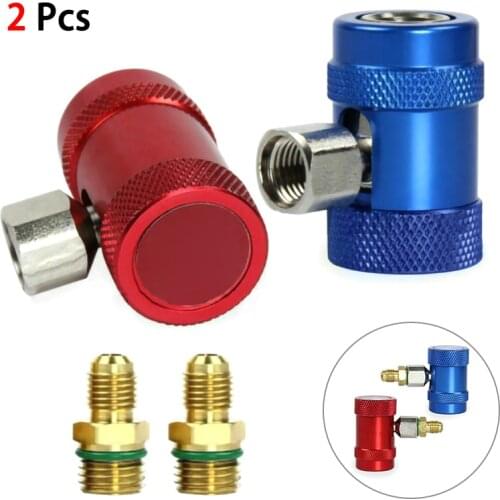 2 Pcs Car air conditioner fluoride converter AC R1234yf Quick Coupler Connector Adapter Fittings High Low Manifold Hoset Durable
