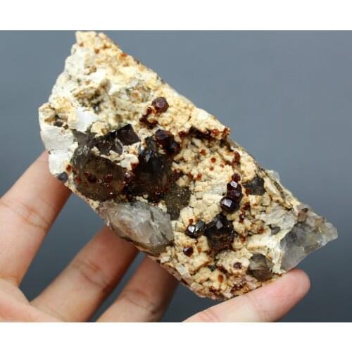 233g natural Garnet and tea crystal Symbiosis mineral specimen stones and crystals healing crystals quartz gemstones free box