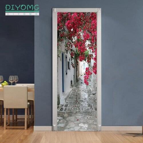 77x200cm 3D Retro Door Sticker For LivingRoom Bedroom DIY PVC self-Adhesive Wallpaper Home Decor Waterproof Mural Decal