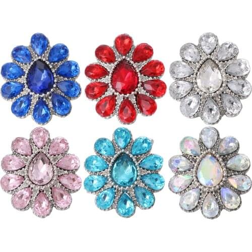 5pcs/lot New Snap Jewelry Rhinestone Crystal Water Drop 18mm Metal Snap Buttons Fit Snap Bracelet DIY Ginger Charms Jewelry