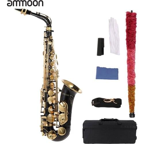 Ammoon Eb Alto Saxophone Brass E Flat Sax 82Z Key Type Woodwind Instrument with Cleaning Brush Cloth Gloves Strap Padded Case
