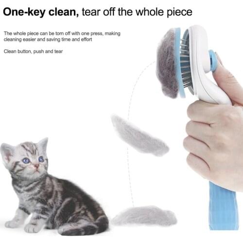 Stainless Steel Needle Automatic Cleaning Pet Brush One Key Hair Removal Dog Brush Cat Pet Hair Trimmer