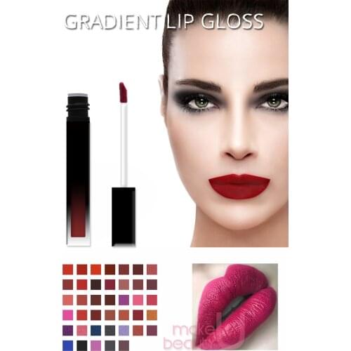 Black Tube Gradient Lip Gloss Waterproof Nude Color Long Lasting Cosmetics Private Label