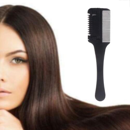 Hair Razor Comb Black Handle Cutting Thinning Home DIY Trimmer Inside Blades E06F