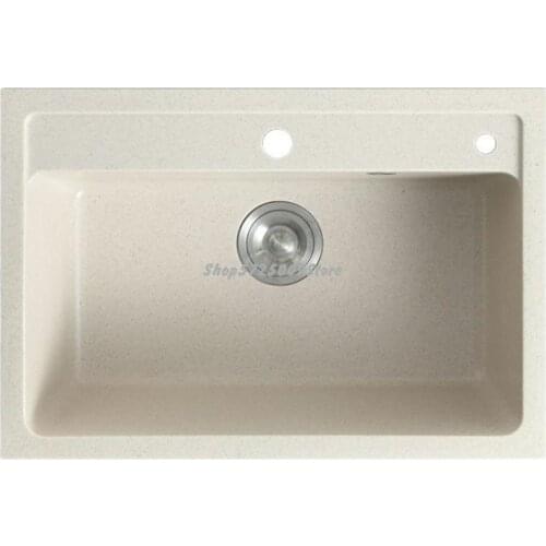 Quartz Stone Sink Single-bath Kitchen Sink Under-counter Basin Sink Thick Granite Dishwashing Sink