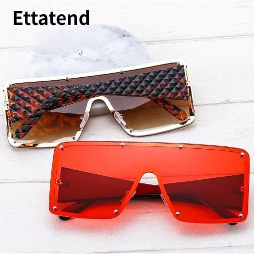 Gradient Oversized Square One Piece Sunglasses Women 2021 New Fashion Design Sun Glasses Men Luxury Shades Retro Eyeglasses