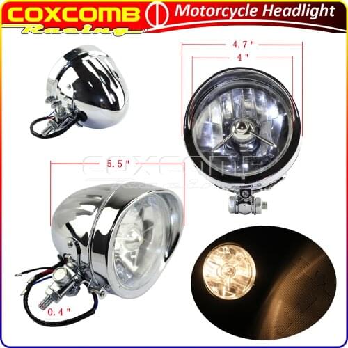 H4 Halogen 60/55W Bulb Retro Vintage Headlamp For Harley Dyna Cafe Racer Softail Chopper FXEF Rocker Motorbike Chrome Headlight
