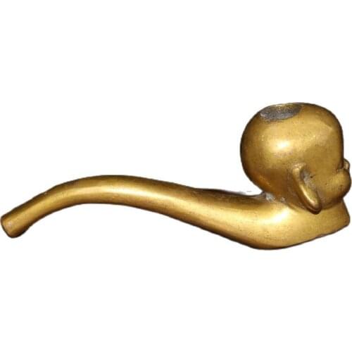 China old Beijing old goods Seiko brass boy head shape Tobacco pipe