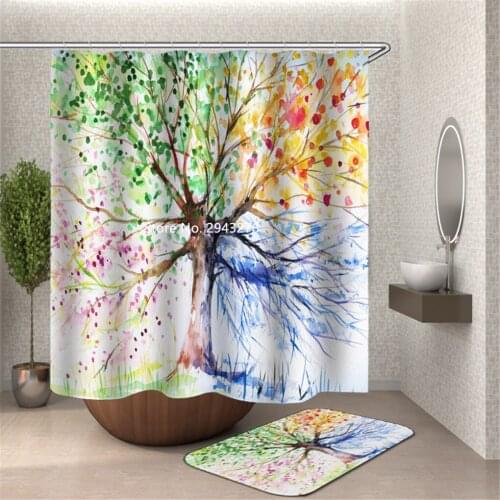 Best Sale Beautiful Landscape Scenery Color Printing Shower Curtain Home Bathroom Decoration Waterproof and Mildew Washable Hook