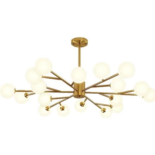 All copper Nordic style living room chandelier simple modern master bedroom study magic bean molecular lamp hall lamp