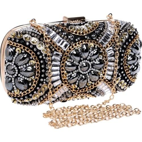 New Chains Women evening party handbag diamonds elegant purses luxury crystal clutches bridal wedding party flower purses bag