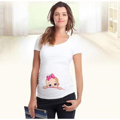 Maternity Clothes New Cartoon Print Casual Pregnancy Short Sleeve Shirts Pregnant Women Shirts Plus Size Pregnancy Clothes