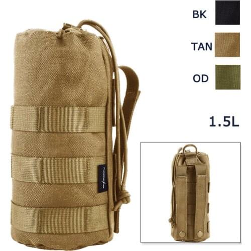 1.5L Portable Water Bottle Pouch Molle Camping Kettle Bags for Backpack Vest Belt Travel Cycling Hiking Accessories New Nylon