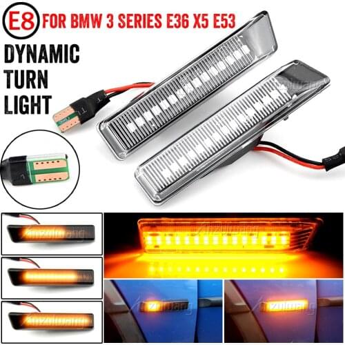 Sequential Flashing LED Turn Signal Side Marker Light Blinker For BMW E36 M3 Facelift 1997-1999 X5 E53 1999-2006