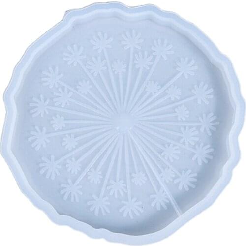 Crystal Epoxy Resin Mold Tray Cup Mat Dandelion Coaste Silicone Mould DIY Crafts Decorations Casting Tool J60E