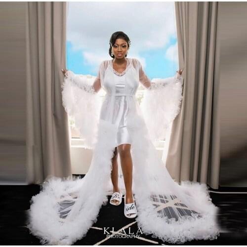 Sexy Sheer Tulle Robes For Wedding Party Long Sleeves Plus Size Bridal Dressing Gowns Custom Made