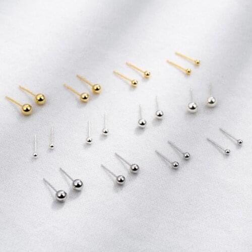 925 Sterling Silver Earrings For Women/Men Small Hoop Ball Earrings Ear Bone aros Tiny Ear Nose Ring Girl aretes ear hoops