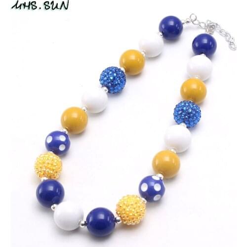 MHS.SUN Fashion Children/Kids Beads Chunky Necklace Girls Baby Chunky Bubblegum Necklace Handmade Jewelry For Party Gifts