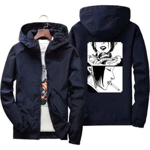 Spring Mens NANA Manga Casual Windbreaker Zipper Hooded Sportswear Sports Pilot Coat Clothing Bomber Jacket Parkas Plus Size XL