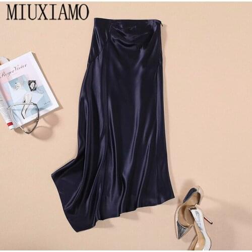 MIUXIMAO Vintage Acetate Long Skirts Women High Waist Midi 2020 Summer Split Wrap Skirt Ladies Beach Fishtail skirt