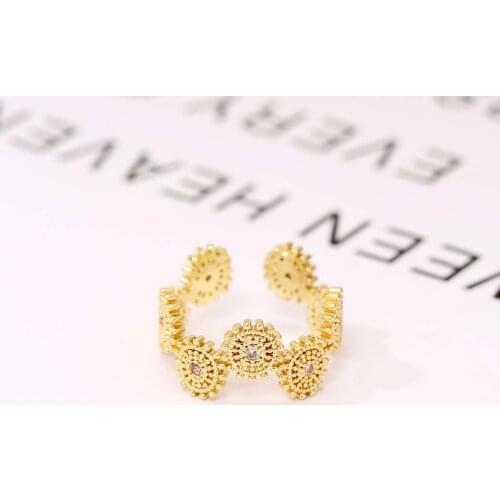 Todorova Daily Delicate Zircon Lace Opening Ring Flower Index Finger Rings For Women Vintage Accessories Gold Color Jewelry