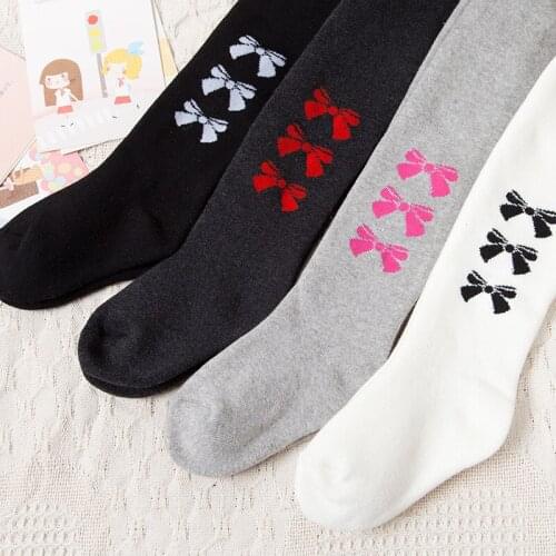 Winter Warm Girls Tights Bow Tie Wapiti Cotton Pantyhose Princess Tights Children Autumn Clothing Kids Tights Girl Bows Stocking