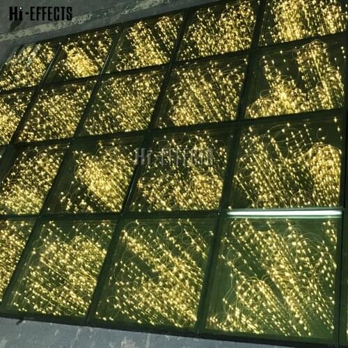 Gold Dance Floor SD Control Stage Lighting 3D Mirror Goden Dance Floor Tempered Glass for Concert Shop Stage Show Hotel Lighting