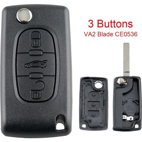 3 Buttons Entry Replacement Flip Folding Car Key Shell Remote Car Key Case with Uncut Blade Fit for Citroen C2 C3 C4 C5 C6