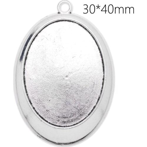 37X54 mm Silver Oval Cameo Cabochon Bezel Base Setting Pendants, Blank Pendant Trays,metal blanks for jewelry, 20pcs-C3823