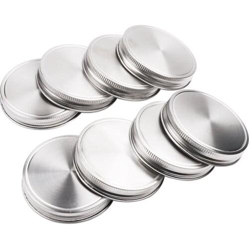 8 Pcs Stainless Steel Jar Lids 86Mm Sealed Leak Proof Cover With Silicone Seals Resistant Storage Solid Caps Wide Mouth Lid