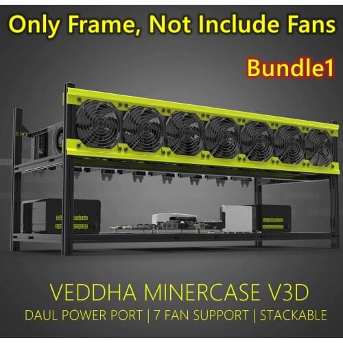 8 GPU VEDDHA V3D Aluminum Stackable Open Air bitcon Ethereum Miner Mining rig rack Case Computer Tower ETH Miner Frame Rig