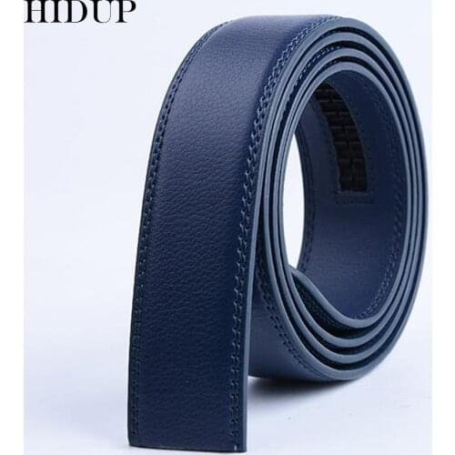 HIDUP Good Quality Real Genuine Leather Automatic Model Belts for Men Blue Colours Strap Belt 3.5cm Width Without Buckles LUWJ17